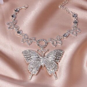 Faux Butterfly Crystal charm bracelet with chain